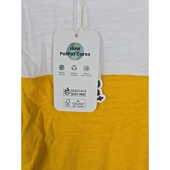 PatPat Men’s Colorblock Crewneck T-Shirt Yellow Gray White Size L Cotton Blend - Picture 5 of 7